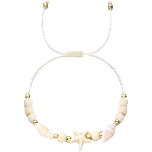 前方大荒野 玉白海星编织链海洋风情清新甜美温柔迷人休闲日常百搭精致时髦独特气质时尚小众设计可调节 菩提根 手链 女款