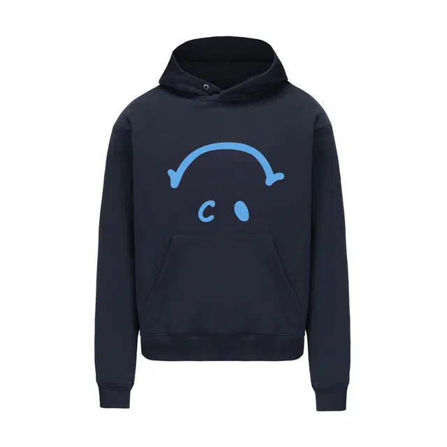 识恩 韩系创意倒笑脸加绒连帽套头卫衣 女款