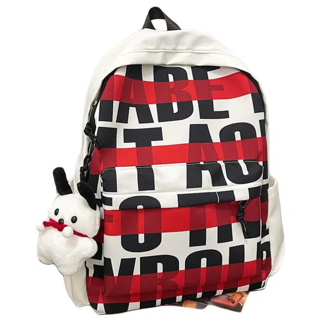 小猪班纳 韩系高颜值耐脏大容量初高中大学字母印花电脑背包 尼龙 双肩包 男女同款情侣款 多色