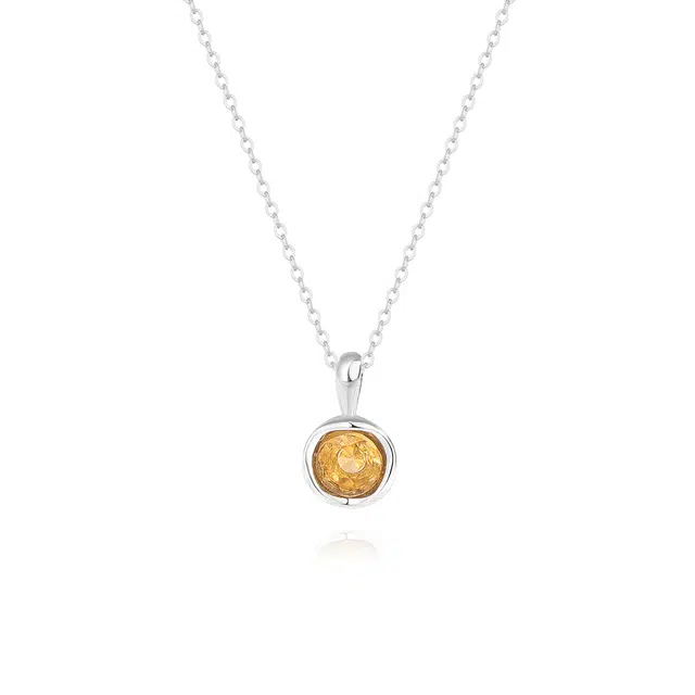 【S925银|甄选高品质|招财纳福】 金师傅 黄晶能量石吊坠 连荔枝水逆退散 时尚精致气质显白简约百搭清新 小众轻奢高级 黄水晶 项链 女款