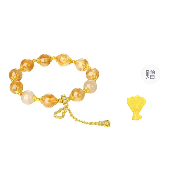 【甄选高品质】 金六福吉祥 中式福禄黄晶转运珠 八方来财暴富招桃花手饰串珠显白高级感吸金奇效幸运珠 告白必备#好运天然 黄水晶 手串 女款