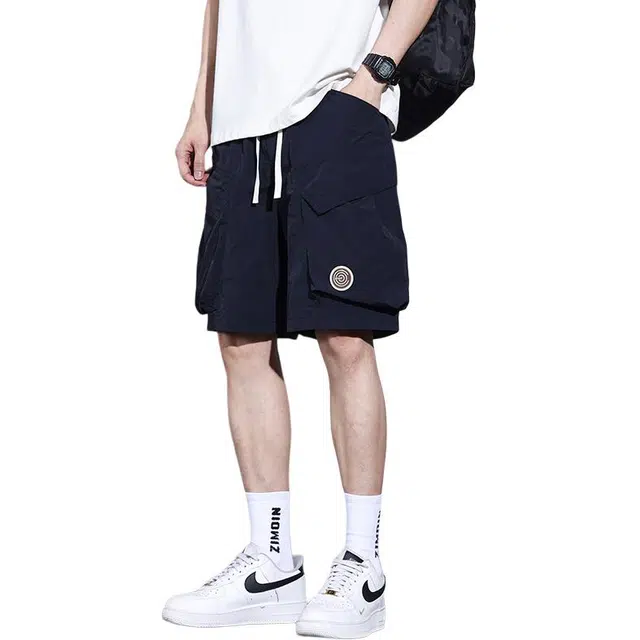 协协乐 夏季薄款冰丝凉感透气速干休闲美式高街潮牌机能风宽松直筒大口袋设计感外穿运动五分中裤工装短裤 男款