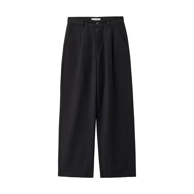 佐丹奴 纯棉破骨压褶中腰纯色阔腿长裤休闲裤 女款