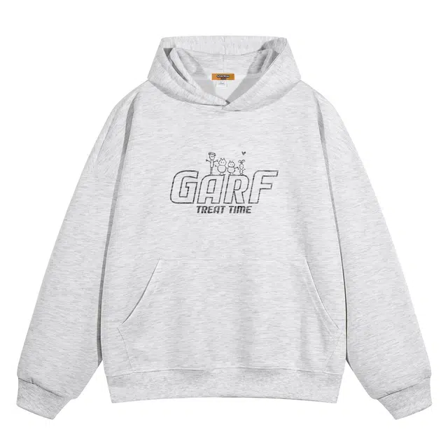加菲猫家族 经典美式复古高街落肩品牌字母背后英文印花休闲长袖上衣潮流百搭亲肤舒适多巴胺套头帽衫宽松连帽卫衣 男女同款