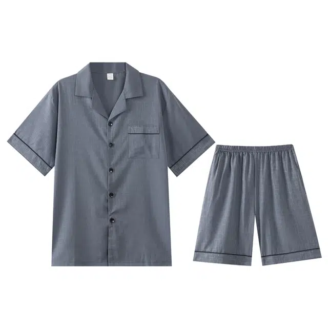 向薇 冰丝男夏季短袖短裤男士休闲宽松可外穿家居服睡衣套装 男款