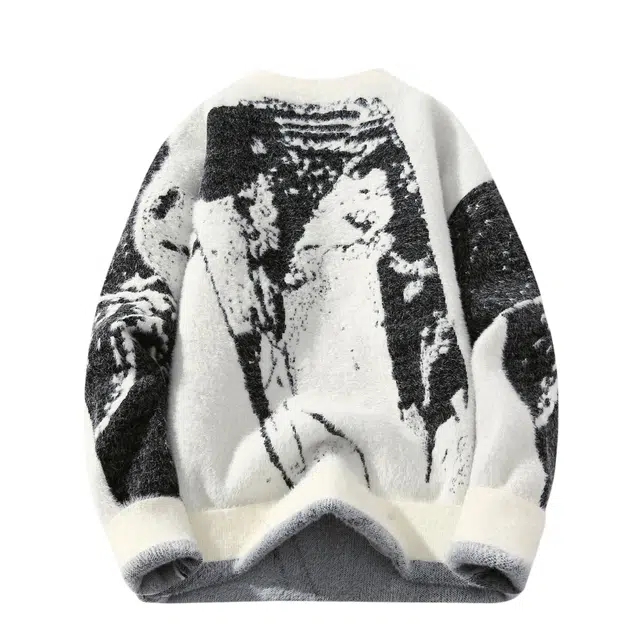 吾皇猫 刺绣标慵懒风加厚保暖一体绒仿貂毛打底内搭日常通勤外穿长袖套头针织衫 男女同款