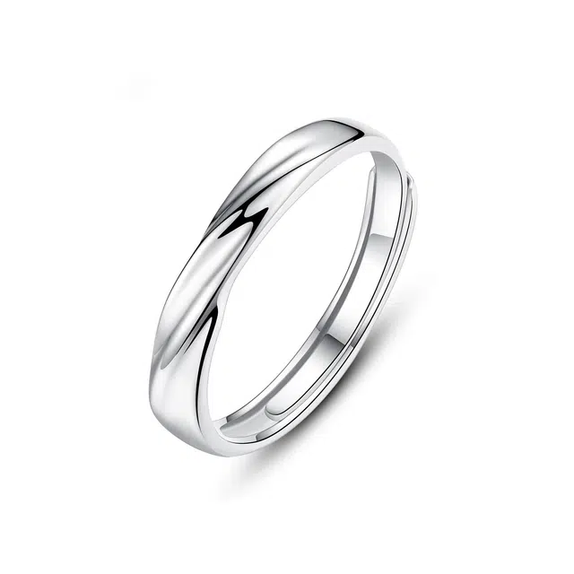 九隆古 共度爱河恋爱频率对戒 镶嵌宝石开口可调节男女友戒莫比乌斯爱意交织 钟爱久久恋爱生日纪念日周年礼盒 锆石 戒指 男女同款情侣款