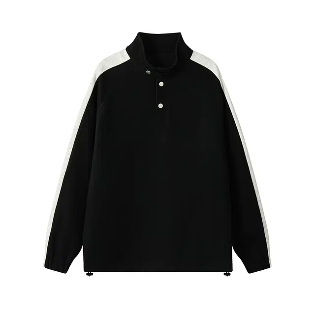 佐菲利 双拼撞色半开领百搭潮流休闲通勤风卫衣 男女同款