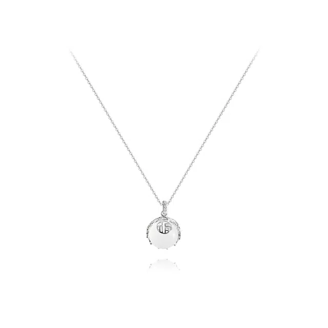 【纯银999】 六桂福珠宝 转运福牌 经典百搭小众设计轻奢精致高级感简约时尚学生日常通勤约会温柔气质可调节锁骨链 足银 项链 女款