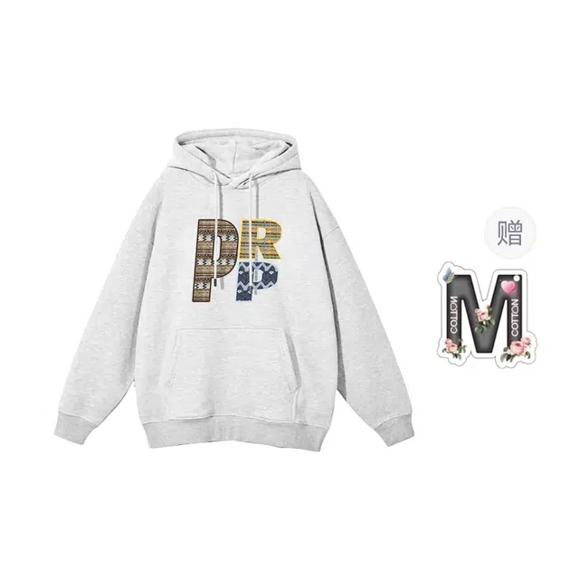 棉购 美式潮牌趣味字母连帽基础款简约宽松百搭学院风质感纯棉立体卫衣 男女同款