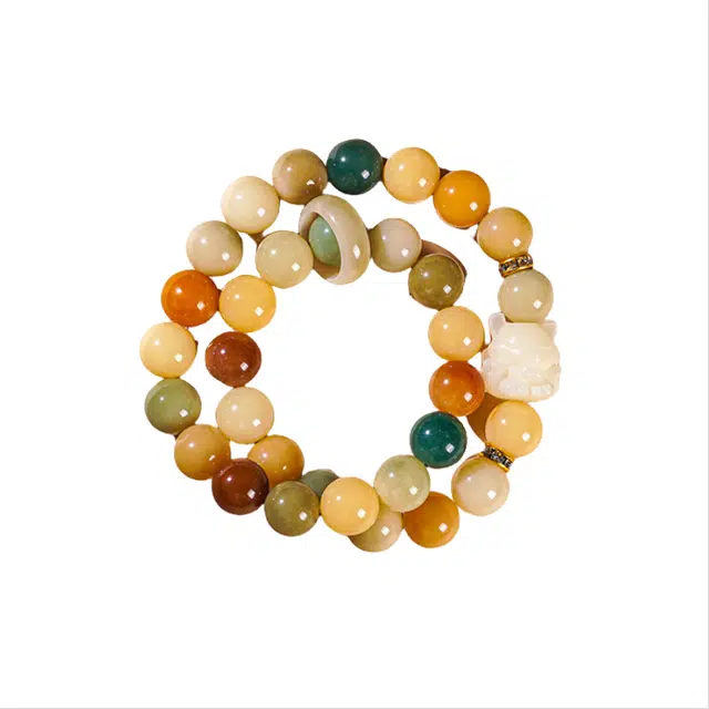 艾卡拉 敦煌飞天手持狐狸手工念珠 白玉菩提 手串 男女同款情侣款