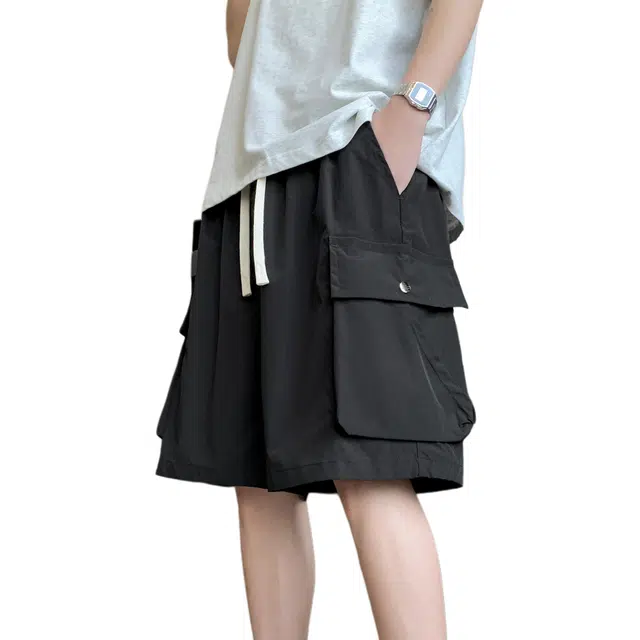 左岸 夏季薄款潮牌运动外穿冰丝五分大裤衩休闲短裤 男款