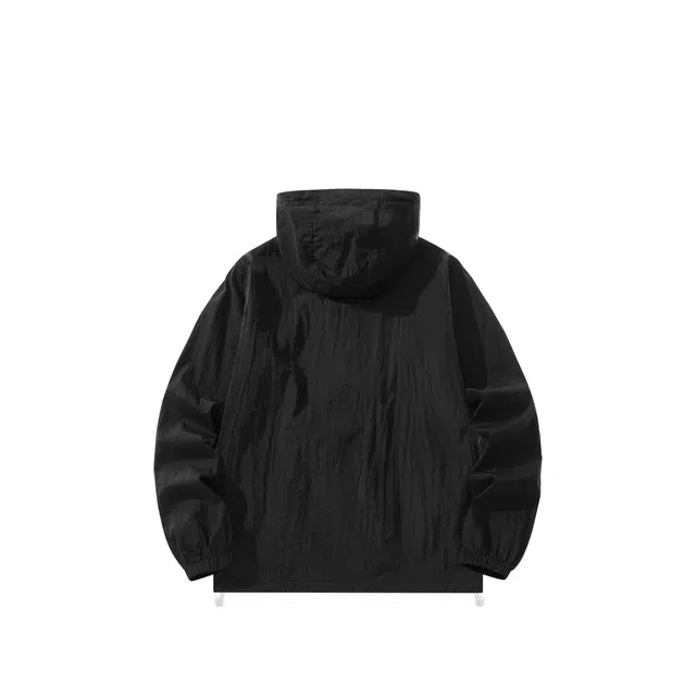 中国航天 凉感科技吸湿排汗薄款户外运动训练跑步皮肤衣开衫休闲宽松纯色连帽 超轻透气防紫外线防晒服 男女同款