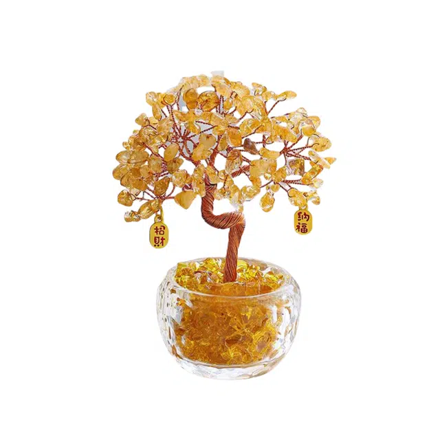 丰运阁 【大满贯】碎石聚宝盆 生命树 提升能招财转运桌面房间摆设工位风水天然 多色水晶 摆件 男女同款情侣款