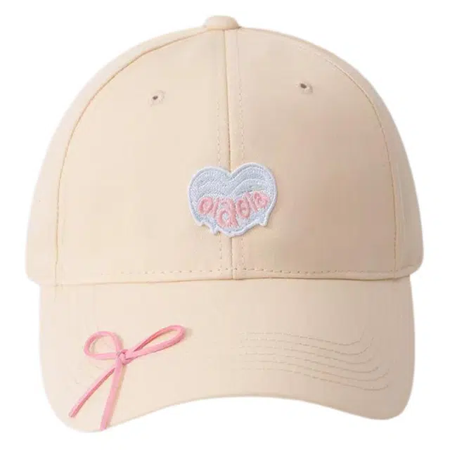 浪莎 爱心蝴蝶结设计可爱百搭 棉 鸭舌帽 男女同款情侣款