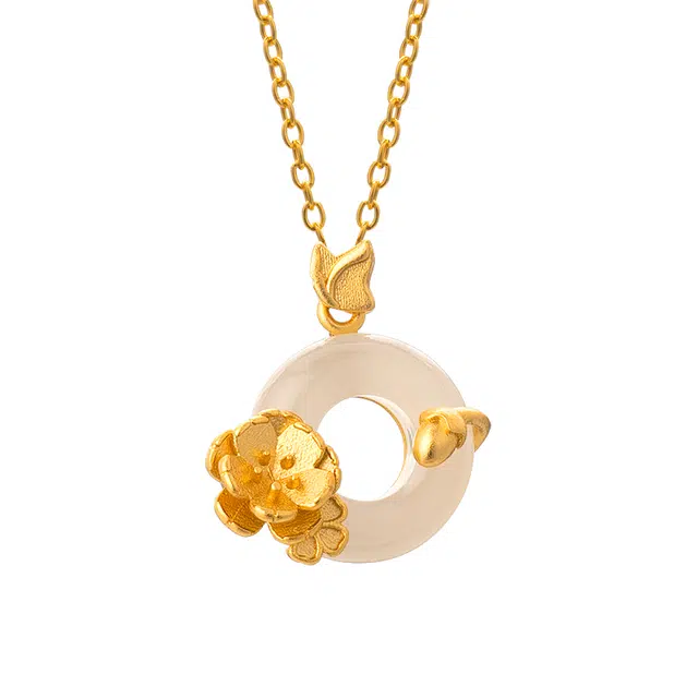 彗时 桃花平安扣 玉髓 项链 男女同款情侣款