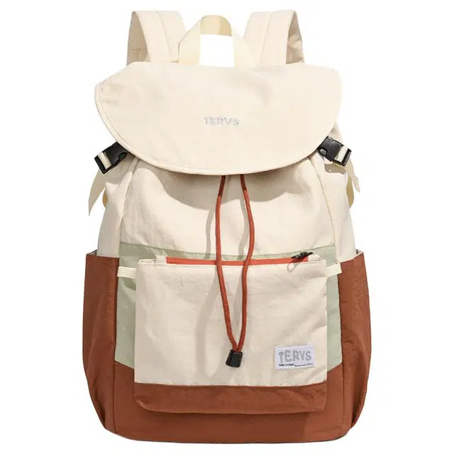 德力熊 创意可拆卸大容量背包轻便运动旅行包撞色学生书包 牛津布 双肩包 男女同款情侣款 橘色/米色/灰色