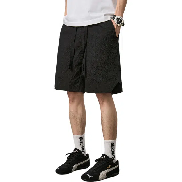 隐狼世家 夏季肌理感休闲男泡泡纱外穿百搭户外潮牌五分裤短裤 男款