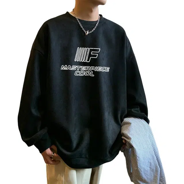 棉基因 美式高街字母印花麂皮绒圆领宽松简约休闲百搭卫衣 男女同款 五色可选