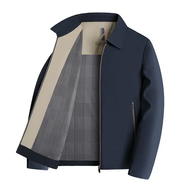 卡丹狄诺 秋季轻商务休闲纯色翻领百搭长袖中年经典春季夹克外套 男款