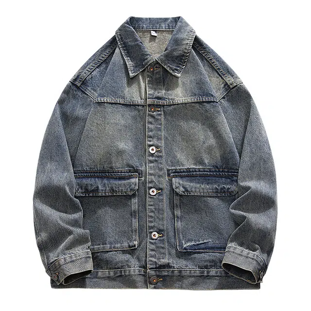 日系与美式融合的复古宽松休闲风牛仔外套 男女同款
