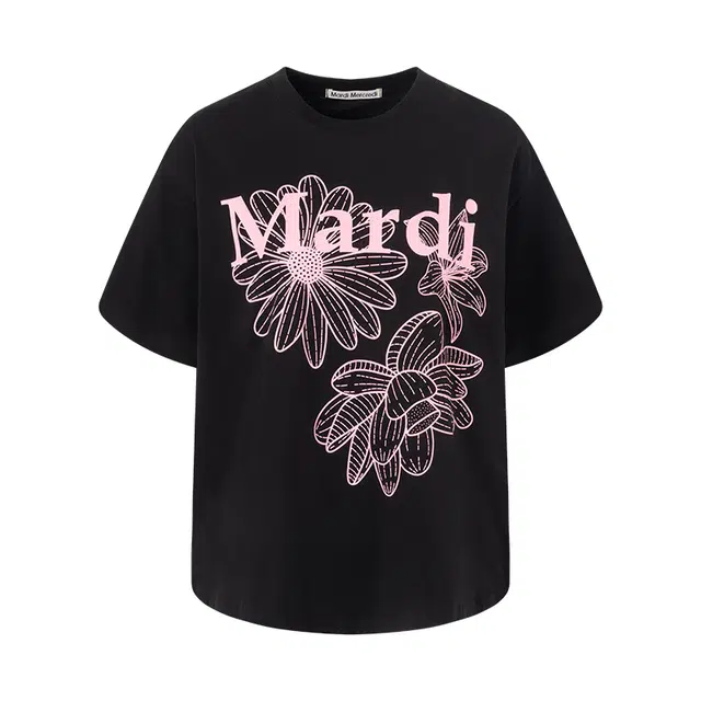 MARDI MERCREDI TSHIRT TRIPLE FLOWER_BLACK PINK SS25T