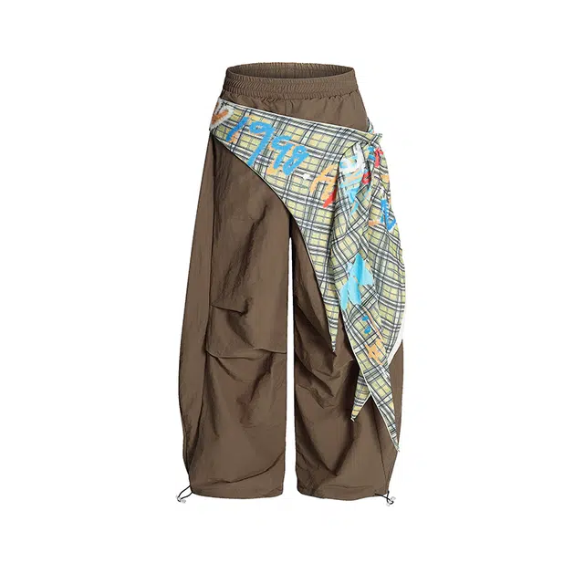 柏黛妃 塔丝隆加屁帘辣妹宽松高腰拼接伞兵裤工装裤 女款