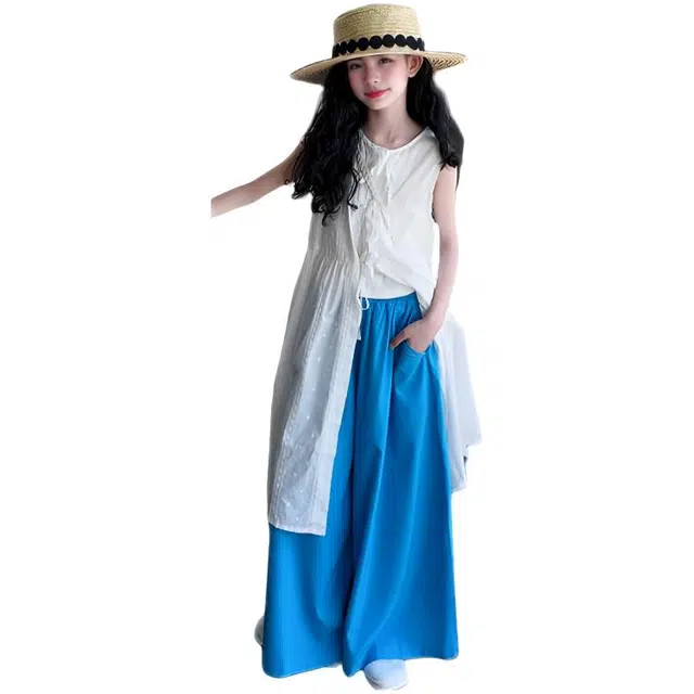 木木兔休闲运动套装 时髦洋气女童衣服时尚女孩大童宽松舒适裙裤叠穿三件套