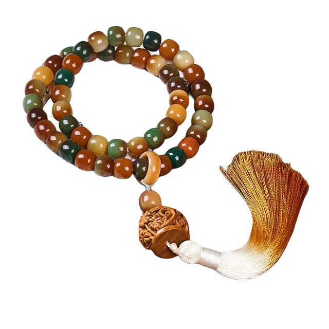 艾卡拉 敦煌飞天手持 手工串念珠 白玉菩提 手串 男女同款情侣款