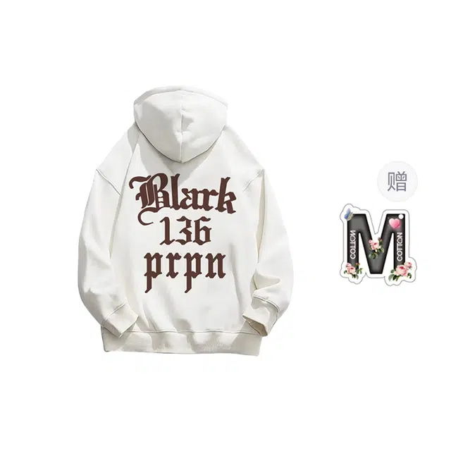 棉购 简约字母印花宽松休闲落肩长袖卫衣 男女同款