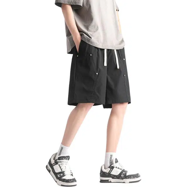 左岸 潮牌拼接工装复古宽松户外机能五分裤休闲短裤 男款