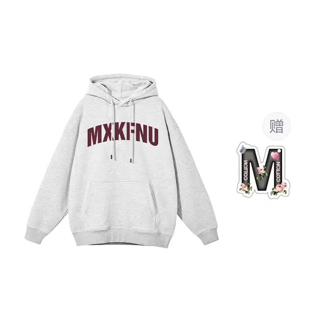 棉购 潮牌美式复古小众字母印花连帽休闲百搭卫衣 男女同款