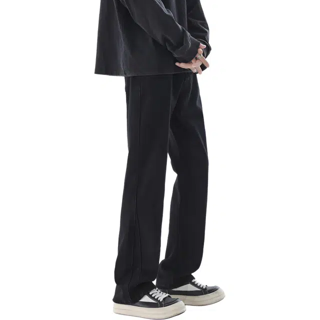 中国航天 美式复古高街水洗做旧废土风弯刀裤高级感窄版设计中腰显高显瘦修身通勤日常潮流百搭垂感直筒微喇牛仔裤 男女同款