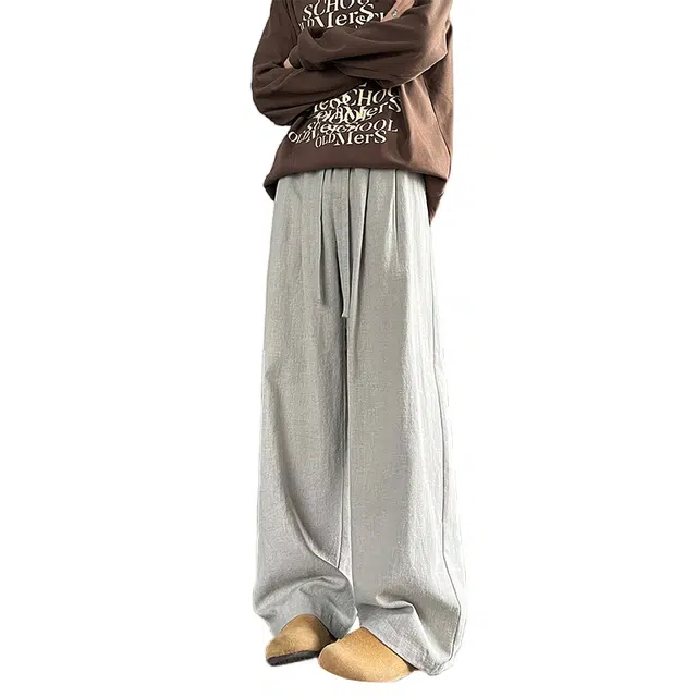 加荣 夏季潮牌垂感透气宽松复古多巴胺慵懒阔腿裤百搭简约基础款裤子青少年帅气休闲裤 男女同款