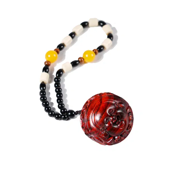 【财源广进】 灵晔 招财进宝国潮复古随身盘玩携带文艺风居家财神文玩招财纳福前程似锦固化稳定木#好运 红花梨 把件 男女同款情侣款