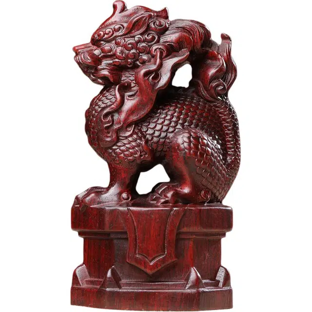 得笙陌 麒麟木雕国潮转运车摆木作工艺品 血檀 摆件 男女同款情侣款