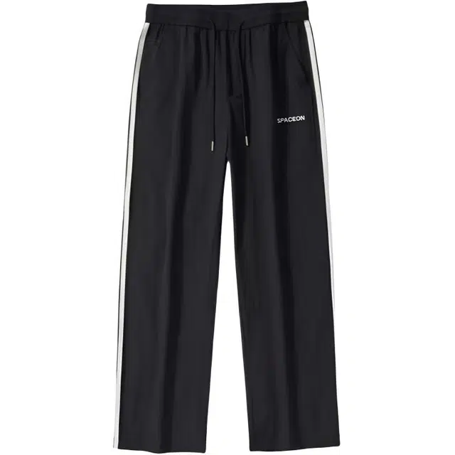 爱肯 美式高街复古冰丝凉感侧边条纹拼接撞色小众高级感户外运动薄款透气柔软垂感宽松百搭直筒休闲裤 男女同款