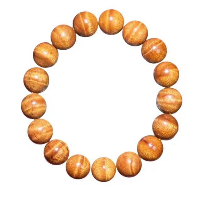 吉千年 【品鉴级】新中式复古潮流  平安顺遂 招财进宝 黄料金丝楠小叶桢楠 金波凝黄 水波 楠木 手串 男女同款情侣款