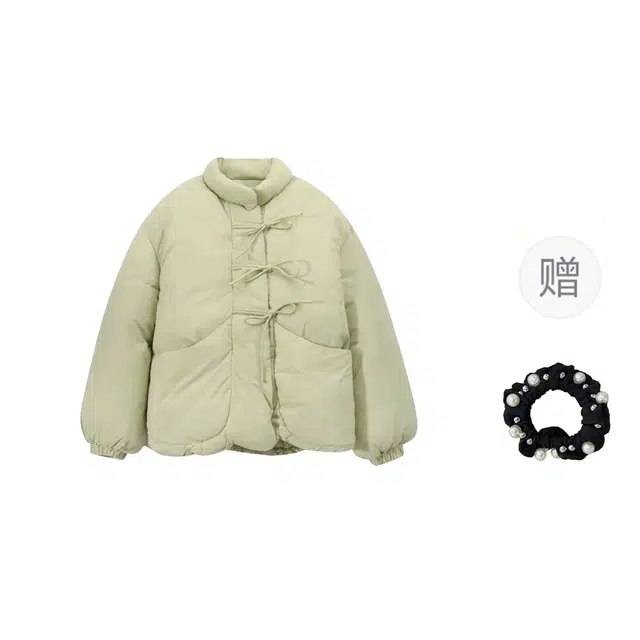 雾闪闪 纯色新中式宽松适中棉服 女款