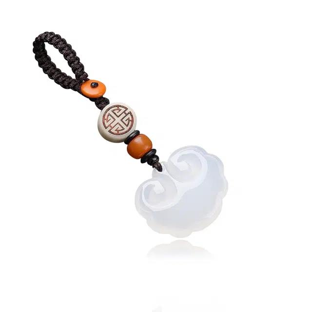 谧月珠宝 长命锁平安如意包包小饰品国朝新中式精美好运天然 玉髓 吊坠 男女同款情侣款