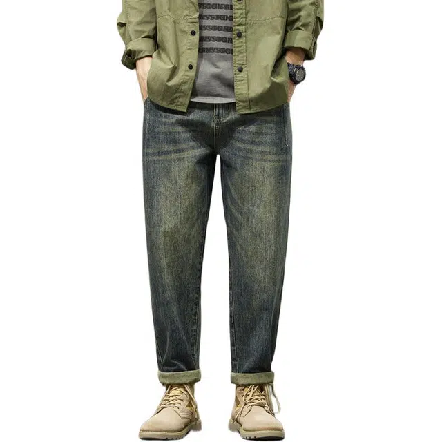 太子龍 美式工装潮牌直筒宽松锥形休闲牛仔裤 男款