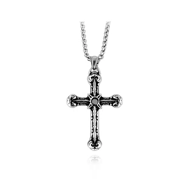 奥斯坦汀 十字架 潮流复古 钛钢 项链 男款