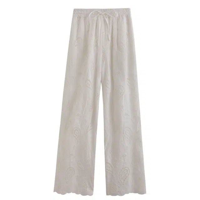 花栗鼠小姐 风情假日裤佩斯利纹民族风高级感裤子户外宽松舒适透气垂感度假风阔腿裤日常通勤百搭藏肉显瘦休闲裤 女款