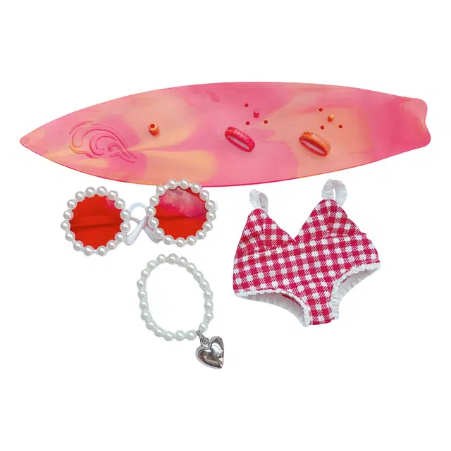 图米鱼 【适配于 一代 二代 三代 马卡龙 坐坐派对】 彩色格子泳衣度假套装 娃衣着替