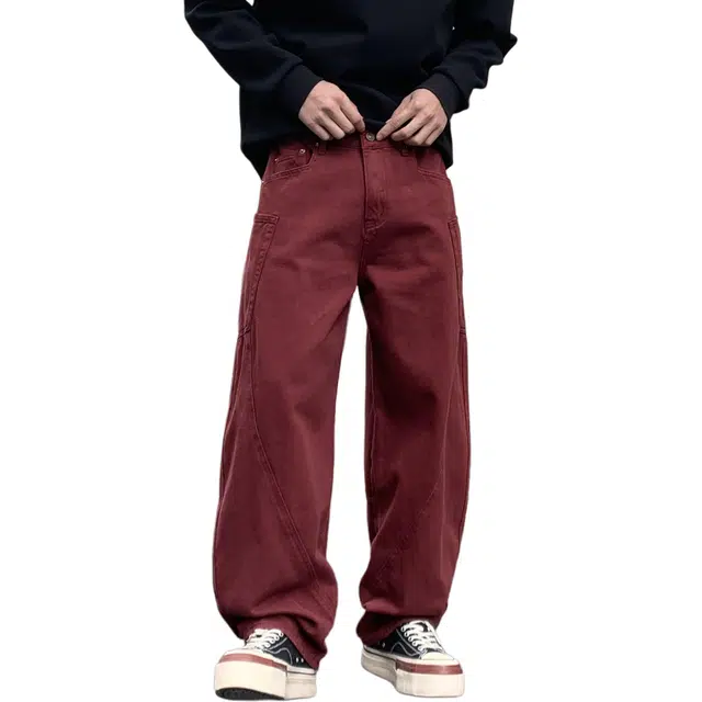 帝狼牛 美式复古水洗做旧宽松休闲通勤百搭直筒时尚设计高街感牛仔裤 男女同款