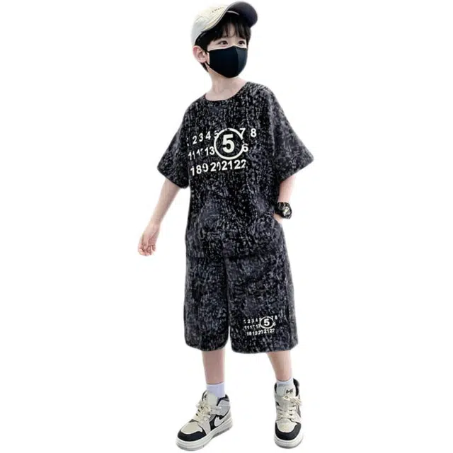 天才小熊休闲运动套装  男童夏季大童潮牌小孩衣服 小男孩短袖洋气时髦 舒适帅气轻便
