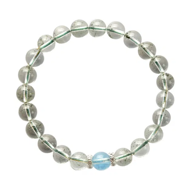 东海世家 国潮新中式国风原创设计复古气质时尚高级感小清新意象有钱花#好运宝润蓝单珠风景 绿幽灵 手串 男女同款情侣款