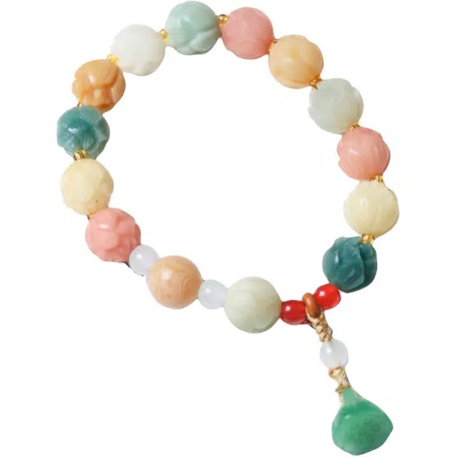 艾卡拉 【有钱花】莲蓬吊坠根多宝文玩佛珠 白玉菩提 手串 男女同款情侣款