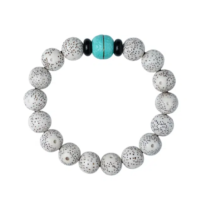 宣华意 正月原籽高瓷顺白单圈文玩佛珠 星月菩提 手串 男女同款情侣款