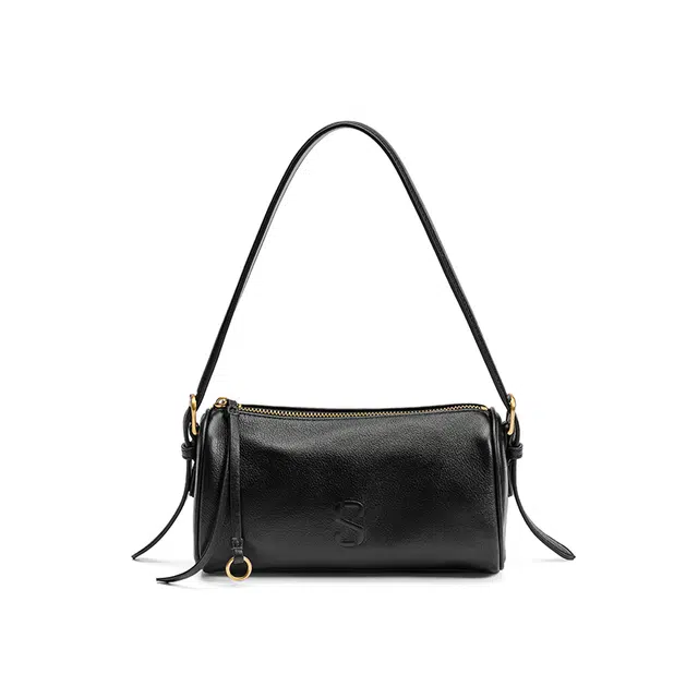 西木汀 小众设计高级感简约百搭通勤枕头包 牛皮 单肩腋下包 小号 女款 深邃黑/焦糖棕/米灰色